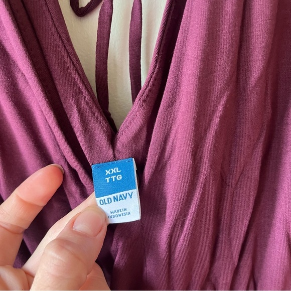 Old Navy Plum Maxi Dress XXL Smocked Waist Long Sleeve V-Neck Boho New NWT - Picture 4 of 15